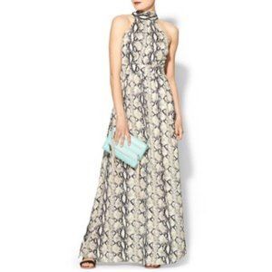 SOLD 🔥 Snakeskin Print Maxi High Neck Maxi Dress